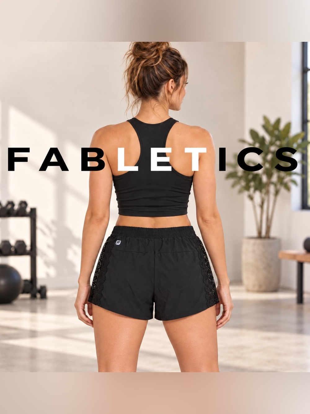 Fabletics Black Cynthia Lace Trim Running Athletic Shorts Large Size L